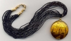 24 Kt. Gold Foil Gondola Pendant with Black Seed Bead Necklace